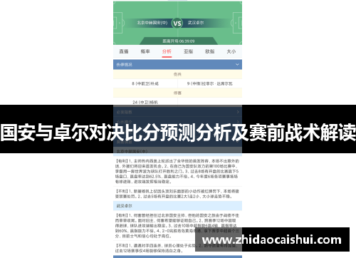 国安与卓尔对决比分预测分析及赛前战术解读